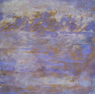 Peinture intitulée "paysage lac et mont…" par Colette Jotterand-Vetter, Œuvre d'art originale, Acrylique