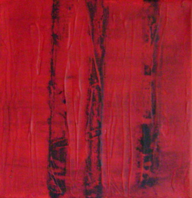 Картина под названием "abstrait rouge aux…" - Colette Jotterand-Vetter, Подлинное произведение искусства, Акрил