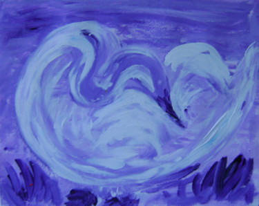 Painting titled "le cygne endormi" by Colette Jotterand-Vetter, Original Artwork, Acrylic