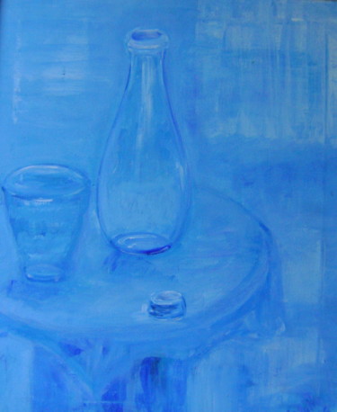 Peinture intitulée "nature morte bleue" par Colette Jotterand-Vetter, Œuvre d'art originale, Acrylique