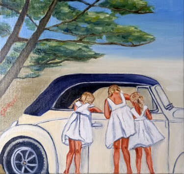 Painting titled "les trois petites c…" by Colette Jurquet, Original Artwork, Oil