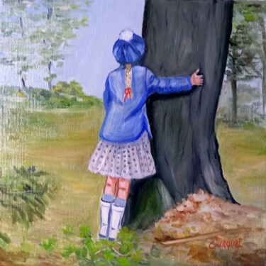 Картина под названием "J'ai un secret à te…" - Colette Jurquet, Подлинное произведение искусства, Масло Установлен на Деревя…