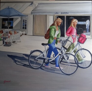Painting titled "fin d'après-midi" by Colette Jurquet, Original Artwork, Oil Mounted on Wood Stretcher frame