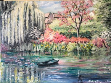 Painting titled "Monet's garden 2" by Colette Lucchini, Original Artwork
