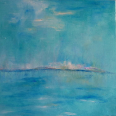 Painting titled "entre ciel et mer" by Colette Pisanelli, Original Artwork, Oil