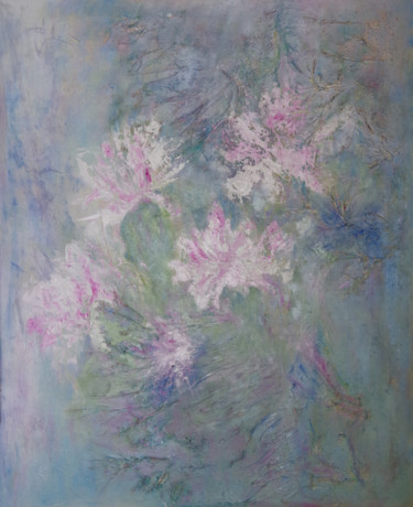 Painting titled "PIVOINES" by Colette Pisanelli, Original Artwork, Oil