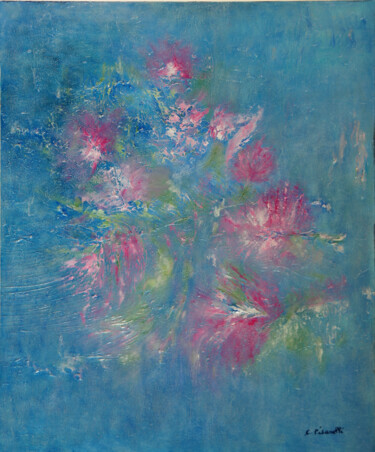 Painting titled "Fleurs dans l'Azur" by Colette Pisanelli, Original Artwork, Oil