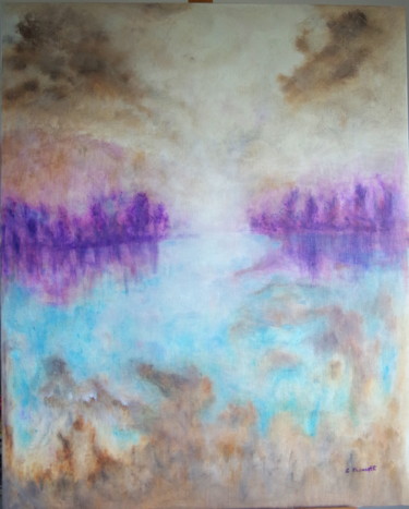 Painting titled "ETANG SAUVAGE Huile…" by Colette Pisanelli, Original Artwork, Oil
