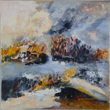 Painting titled "TERRE DE FEU Huile…" by Colette Pisanelli, Original Artwork, Oil