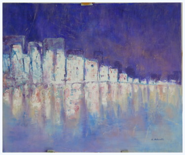 Картина под названием "REFLETS-3 Huile 56x…" - Colette Pisanelli, Подлинное произведение искусства, Масло
