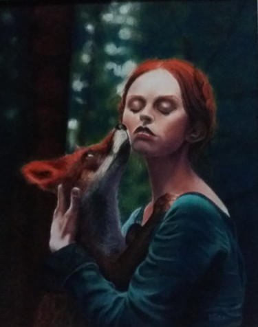 Peinture intitulée "La renarde" par Colette Tournier, Œuvre d'art originale, Pastel Monté sur Panneau de bois