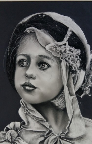 Painting titled "Gypsy girl" by Colette Tournier, Original Artwork, Pastel