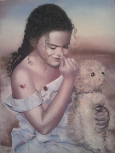 Peinture intitulée "Douceur de l'enfance" par Colette Tournier, Œuvre d'art originale, Pastel