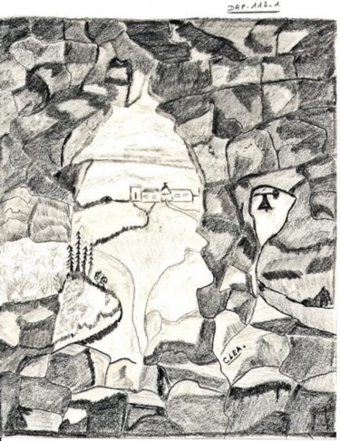 Peinture intitulée "TROUEE dans le roc" par Colette Rhode, Œuvre d'art originale