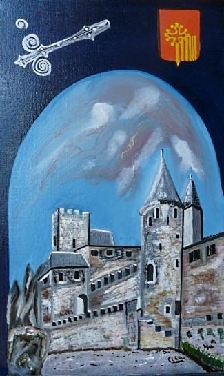 Painting titled "CARCASSONNE" by Colette Rhode, Original Artwork