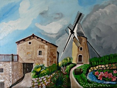 Painting titled "Le Moulin" by Colette Rhode, Original Artwork