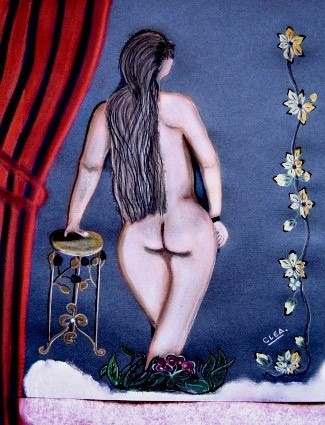 Painting titled "Nudité féminime" by Colette Rhode, Original Artwork