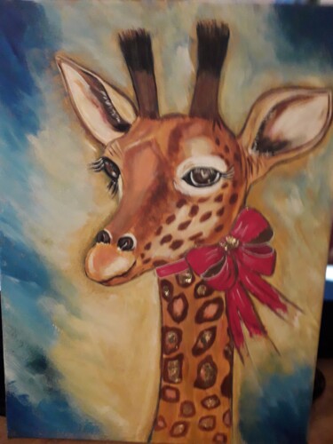 Painting titled "Sophie la girafe" by Odalix, Original Artwork, Acrylic Mounted on Wood Stretcher frame
