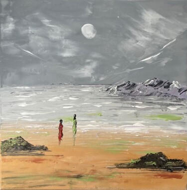 Peinture intitulée "Plage presque Breto…" par Coline Quach (Maze), Œuvre d'art originale, Acrylique Monté sur Châssis en bois