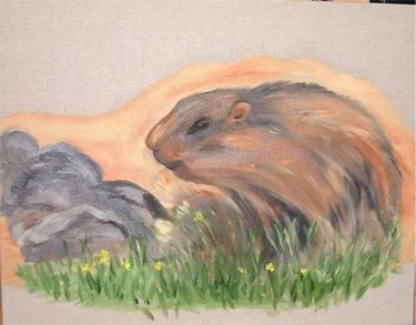 Painting titled "Marmotte" by Coline, Original Artwork
