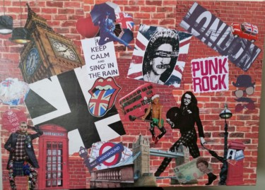 Collages intitulée "London punk rock" par Lydie Girard, Œuvre d'art originale