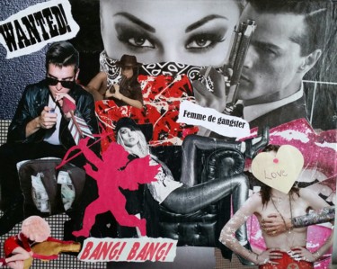 Collages getiteld "Femme de Gangster" door Lydie Girard, Origineel Kunstwerk