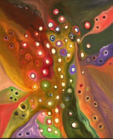 Painting titled "Photosynthesis 5" by Collay Anne, Original Artwork, Oil Mounted on Wood Stretcher frame