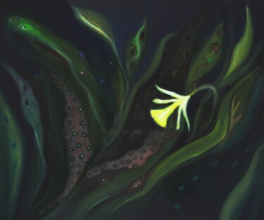Malarstwo zatytułowany „Lightness in the Ni…” autorstwa Collay Anne, Oryginalna praca, Olej Zamontowany na Drewniana rama no…