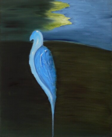 Painting titled "The Wait" by Collay Anne, Original Artwork, Oil Mounted on Wood Stretcher frame