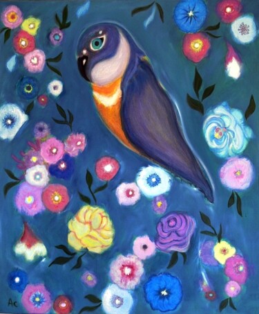 Peinture intitulée "A Parrot Dream" par Collay Anne, Œuvre d'art originale, Huile