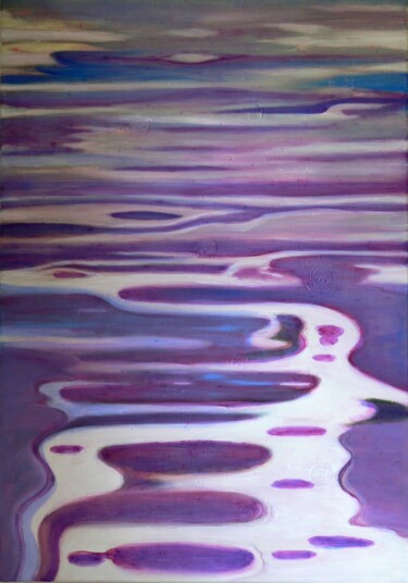 Painting titled "Still Water" by Collay Anne, Original Artwork, Oil Mounted on Wood Stretcher frame