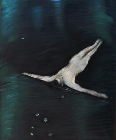 Malarstwo zatytułowany „Out of nowhere” autorstwa Collay Anne, Oryginalna praca, Olej Zamontowany na Drewniana rama noszy