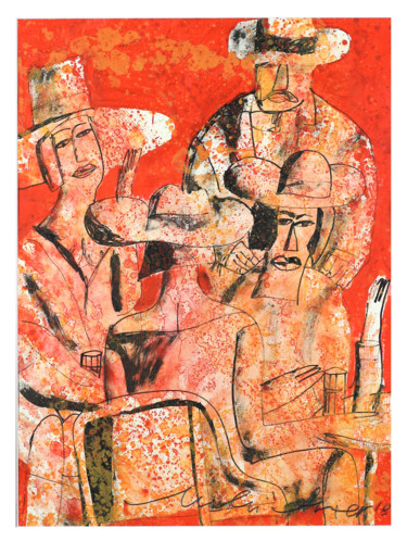 Malerei mit dem Titel "Café / tango" von Collection Tango, Original-Kunstwerk, Tinte Auf Keilrahmen aus Holz montiert