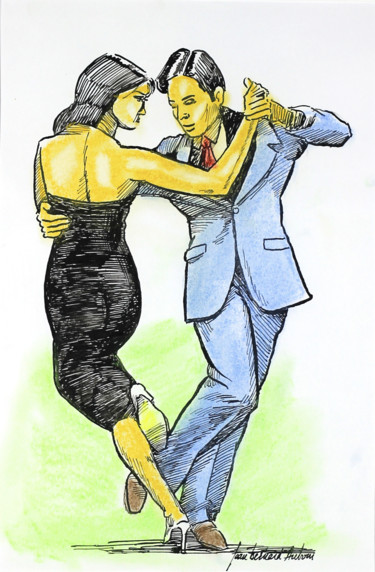 Desenho intitulada "couple Tango" por Collection Tango, Obras de arte originais, Tinta