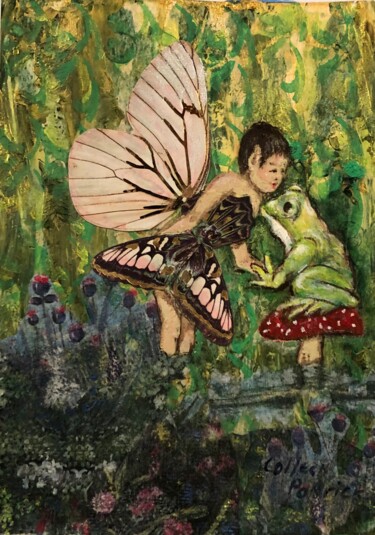 Schilderij getiteld "Kissed by a Fairy" door Colleen Pattrick, Origineel Kunstwerk, Collages
