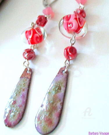 Artisanat intitulée "img-2542-b.jpg" par Bijoux Barbara-Voyage   Le Présent Fémin, Œuvre d'art originale, Boucles d'oreilles