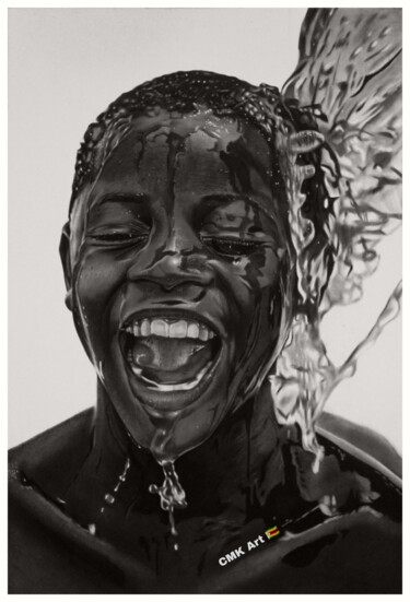 Drawing titled "Pour it" by Collin Makoni, Original Artwork, Charcoal
