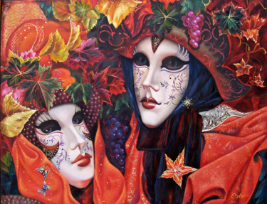 Painting titled "MASQUE CARNAVAL  de…" by Colo, Original Artwork