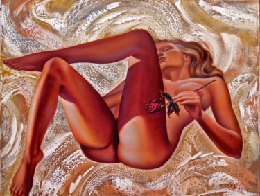 Peinture intitulée "ROSE NOIRE" par Colo, Œuvre d'art originale, Huile