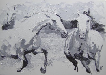 Pittura intitolato "cavalli al galoppo" da Paluan, Opera d'arte originale