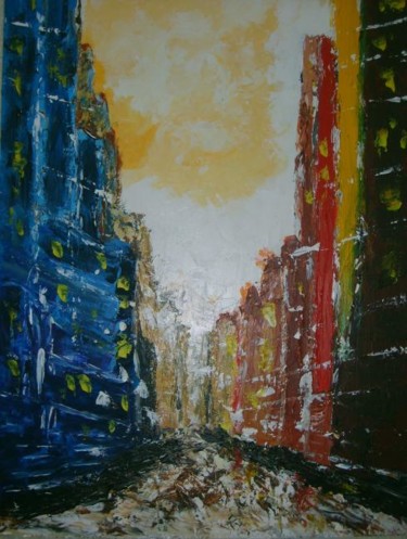 Peinture intitulée "pluie sur la 6iem a…" par Michel Arnodo, Œuvre d'art originale