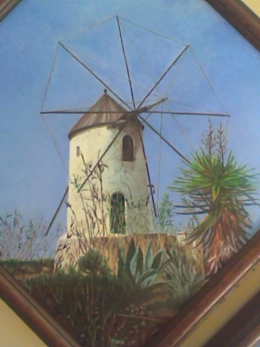 Painting titled "MOLINO EN JUMILLA" by María Montal Riba, Original Artwork, Oil