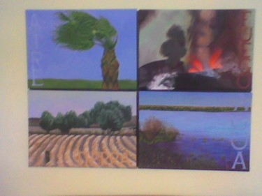 Pintura titulada "Aire, Fuego, Tierra…" por María Montal Riba, Obra de arte original, Oleo