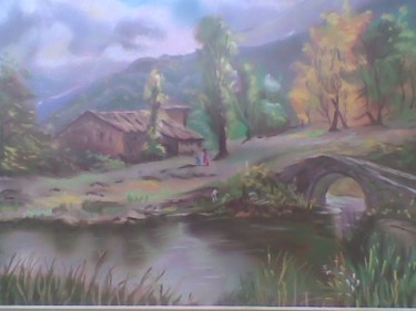 Pintura titulada "Paisaje de montaña" por María Montal Riba, Obra de arte original, Oleo