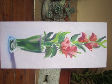 Pintura titulada "Jarrón con rosas" por María Montal Riba, Obra de arte original