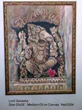 Painting titled "Lord Ganapati" by Renu, Original Artwork, Oil