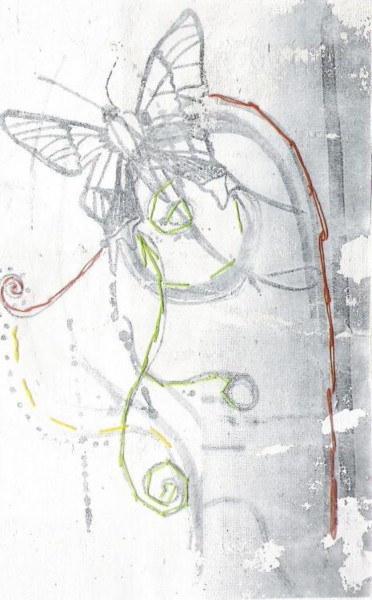 Printmaking titled "drawing butterfly" by Rebecca Holmes, Original Artwork
