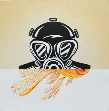"Poisson masque à gaz" başlıklı Tablo Comains tarafından, Orijinal sanat, Akrilik