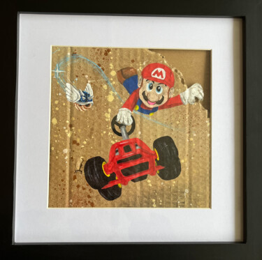Painting titled "Mario kart" by Comains, Original Artwork, Acrylic Mounted on Wood Stretcher frame