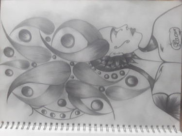 Dessin intitulée "La tête dans les pé…" par Laco, Œuvre d'art originale, Crayon